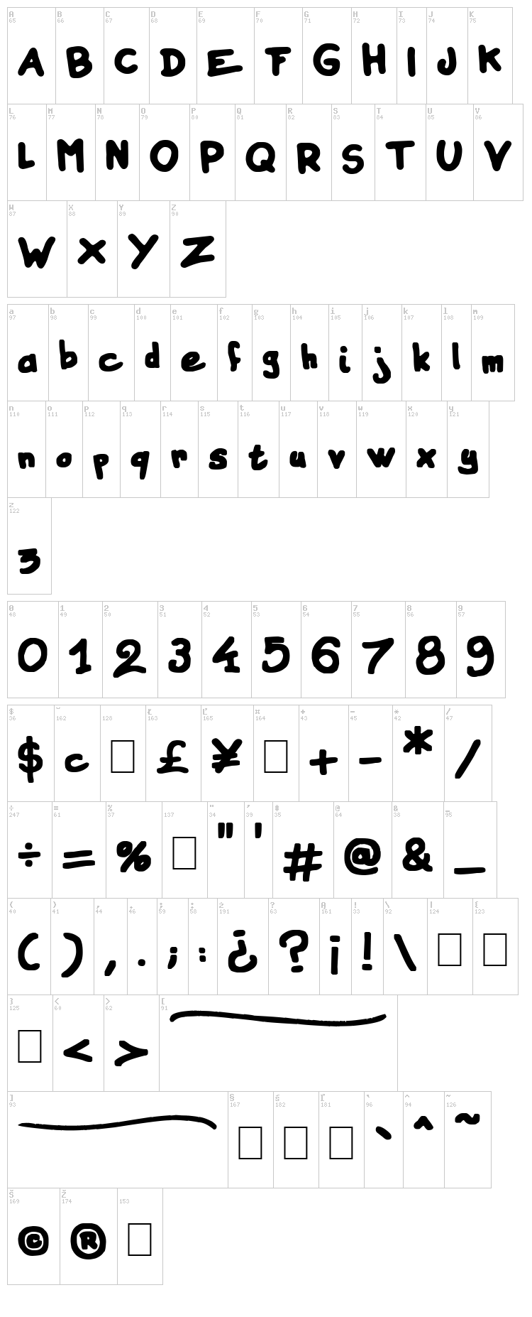 Instant Marker font map